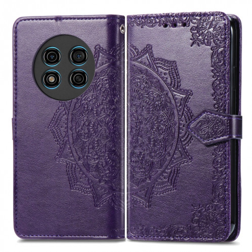 Pour Ulefone Note 15 Étui de téléphone en cuir gaufré avec fleur de mandala (violet) SH301C1374-06