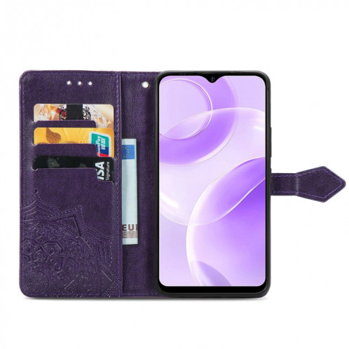 Pour Ulefone Note 15 Étui de téléphone en cuir gaufré avec fleur de mandala (violet) SH301C1374-06