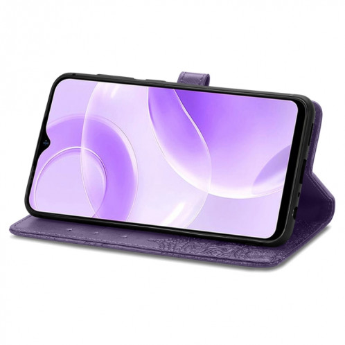 Pour Ulefone Note 15 Étui de téléphone en cuir gaufré avec fleur de mandala (violet) SH301C1374-06
