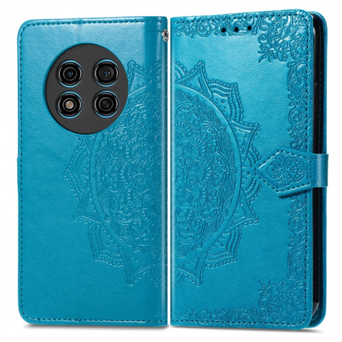 Pour Ulefone Note 15 Étui de téléphone en cuir gaufré avec fleur de mandala (bleu) SH301D1076-06