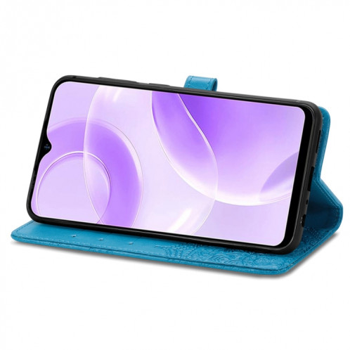 Pour Ulefone Note 15 Étui de téléphone en cuir gaufré avec fleur de mandala (bleu) SH301D1076-06