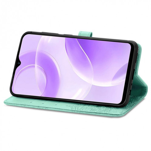 Pour Ulefone Note 15 Étui de téléphone en cuir gaufré avec fleur de mandala (vert) SH301F191-06