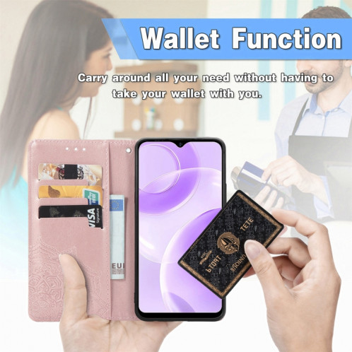 Pour Ulefone Note 15 Étui de téléphone en cuir gaufré avec fleur de mandala (bleu) SH301D1076-06