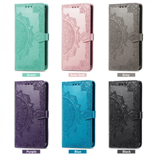 Pour Ulefone Note 15 Étui de téléphone en cuir gaufré avec fleur de mandala (bleu) SH301D1076-06