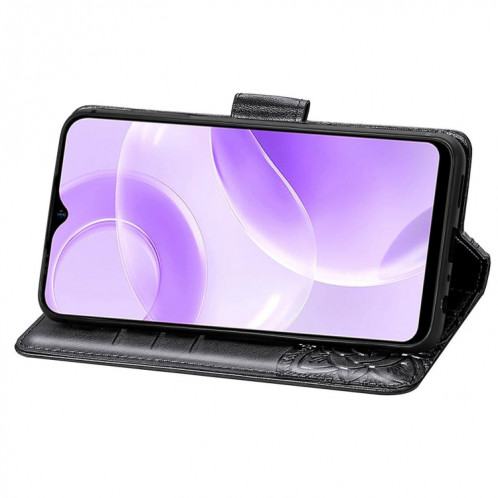 Pour Ulefone Note 15 Étui de téléphone en cuir gaufré avec fleur d'amour papillon (noir) SH001B1374-06