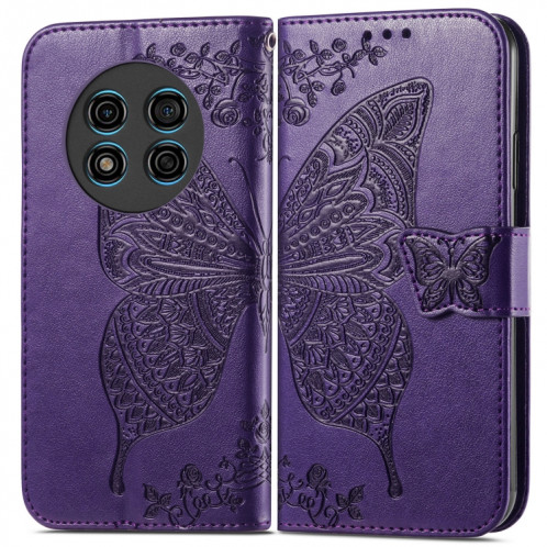 Pour Ulefone Note 15 Étui de téléphone en cuir gaufré avec fleur d'amour papillon (violet) SH001C955-06