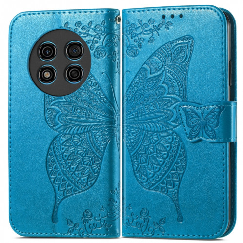 Pour Ulefone Note 15 Étui de téléphone en cuir gaufré avec fleur d'amour papillon (bleu) SH001F875-06