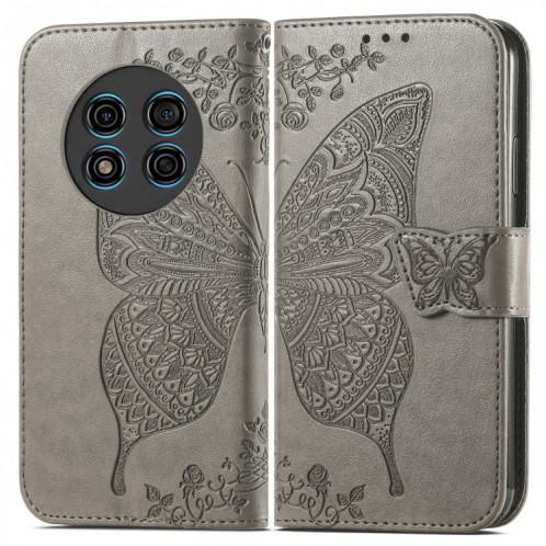 Pour Ulefone Note 15 Étui de téléphone en cuir gaufré avec fleur d'amour papillon (gris) SH001G1294-06