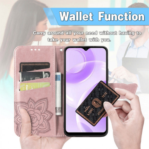 Pour Ulefone Note 15 Étui de téléphone en cuir gaufré avec fleur d'amour papillon (lavande) SH001E895-06