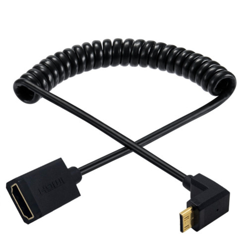 JUNSUNMAY 4K 60 Hz Mini HDMI mâle vers HDMI 2.0 V femelle câble à ressort, longueur : 1,8 m (droit) SJ902E1834-08