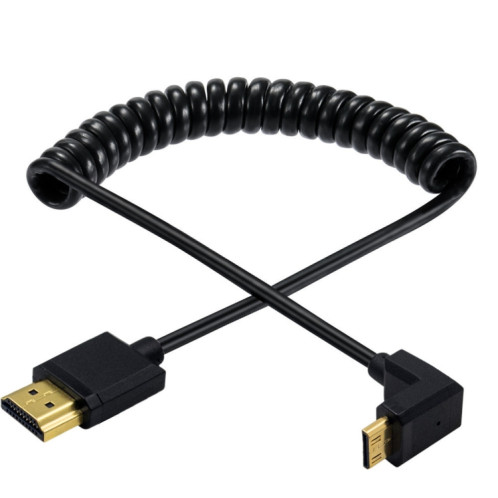 Câble à ressort JUNSUNMAY 4K 60 Hz mini HDMI mâle vers HDMI 2,0 V mâle, longueur : 1,2 m (vers le haut) SJ101A1039-08