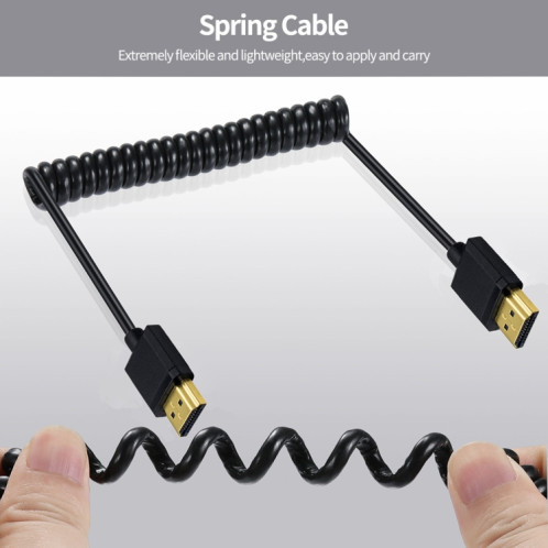 JUNSUNMAY Câble à ressort à tête coudée HDMI 4K 60 Hz mâle vers mâle HDMI 2,0 V, longueur : 1,2 m (droite) SJ201D352-07