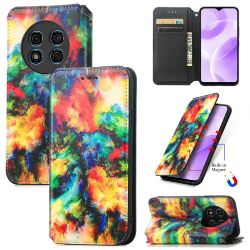 Pour Ulefone Note 15 CaseNeo Étui de téléphone en cuir magnétique coloré (nuage coloré) SH601B893-07