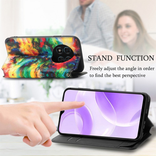 Pour Ulefone Note 15 CaseNeo Étui de téléphone en cuir magnétique coloré (nuage coloré) SH601B893-07