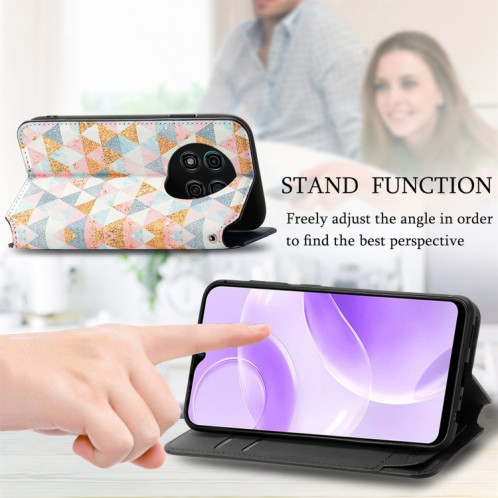 Pour Ulefone Note 15 CaseNeo Étui de téléphone en cuir magnétique coloré (losange) SH601E486-07