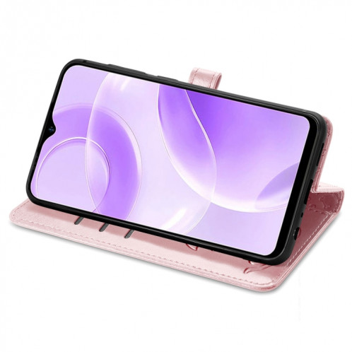 Pour Ulefone Note 15 Étui de téléphone en cuir gaufré pour chat et chien (or rose) SH801A724-05