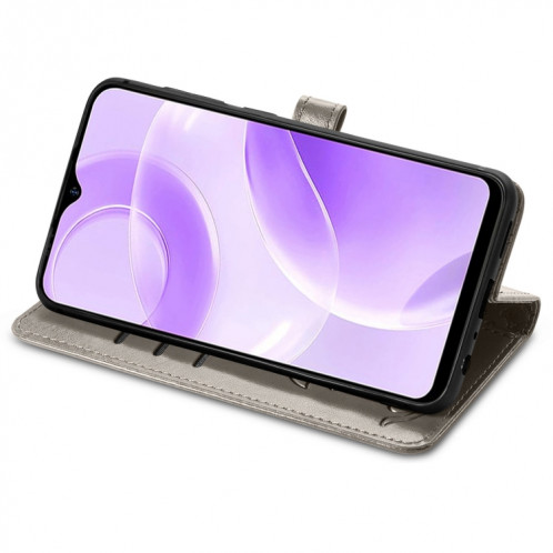 Pour Ulefone Note 15 Étui de téléphone en cuir gaufré pour chat et chien (gris) SH801B513-05