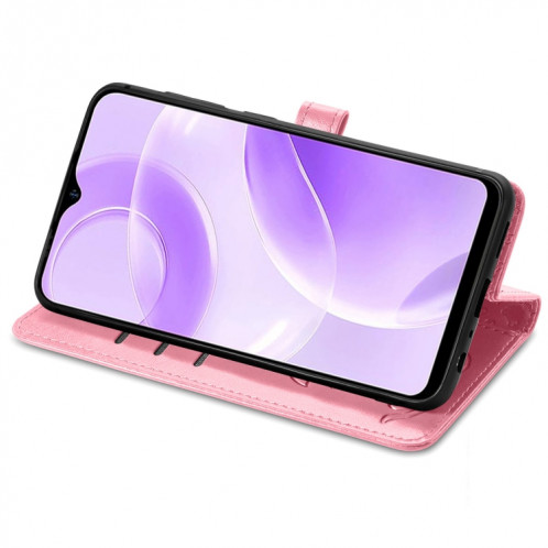 Pour Ulefone Note 15 Étui de téléphone en cuir gaufré pour chat et chien (rose) SH801D140-05