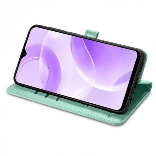 Pour Ulefone Note 15 Étui de téléphone en cuir gaufré pour chat et chien (vert) SH801G1154-05