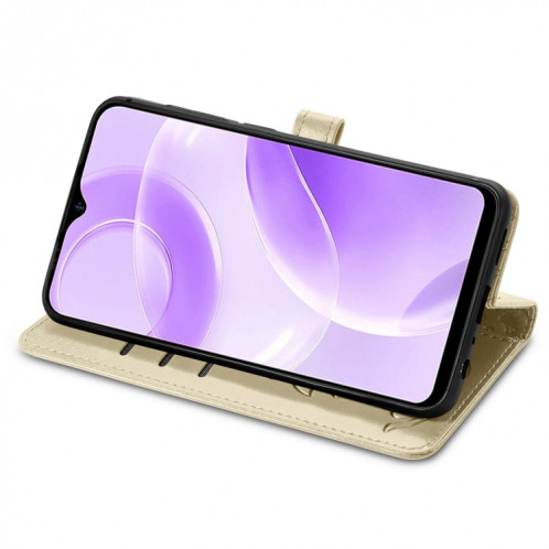 Pour Ulefone Note 15 Étui de téléphone en cuir gaufré pour chat et chien (or) SH801H1815-05