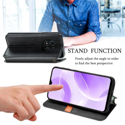 Pour Ulefone Note 15 Étui de téléphone en cuir magnétique pressé à grille cubique (gris) SH701C1022-08