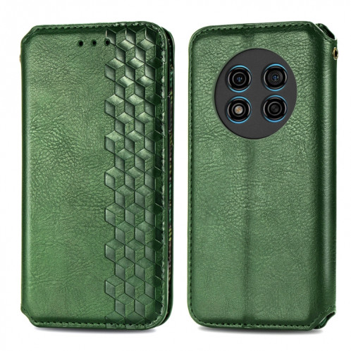 Pour Ulefone Note 15 Étui de téléphone en cuir magnétique pressé à grille cubique (vert) SH701F1534-08