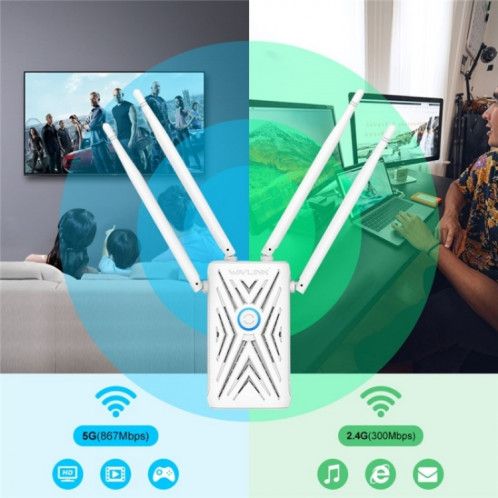 WAVLINK WN579A3 extension WiFi domestique 1200Mbps 2.4GHz / 5GHz routeur sans fil AP double bande, prise: prise ue SW7903131-06