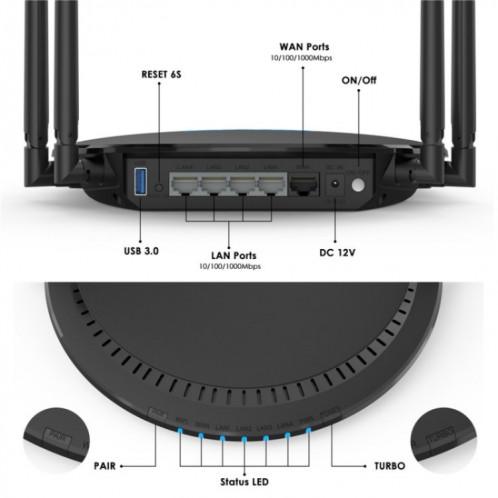 WAVLINK WN531AX2 AX1800 routeur Internet sans fil Gigabit double bande répéteur WiFi 6, prise: prise britannique SW5302241-08