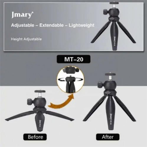 JMARY MT-20 Mini Portable 360 Degrés Rotule Selfie Bâton Pliant Trépied De Bureau Support Pour Téléphone SJ4489912-06