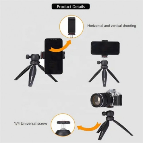 JMARY MT-20 Mini Portable 360 Degrés Rotule Selfie Bâton Pliant Trépied De Bureau Support Pour Téléphone SJ4489912-06