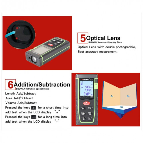 Télémètre laser SNDWAY Télémètre portable SW-T40 SS24481053-06