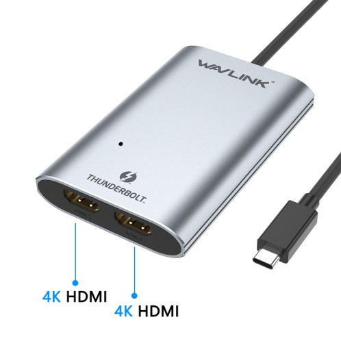 WAVLINK WL-UTA02H Convertisseur d'extension multi-écran Thunderbolt 3 vers double adaptateur HDMI SW45341611-06
