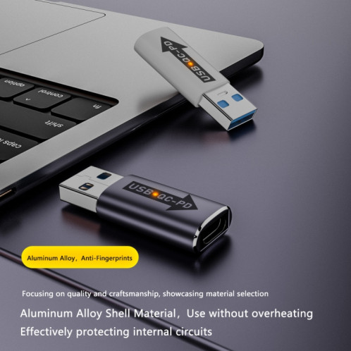 Adaptateur convertisseur USB-A mâle QC3.1 vers Type-C femelle PD 10 Gbps, modèle : blanc sans voyant lumineux SH29021574-06