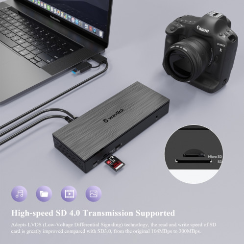 WAVLINK UG69PD10 1 à 4 écrans 4K/5K AV transfert USB-C vers HD type-c Station d'accueil Hub, prise: prise ue SW60031516-09