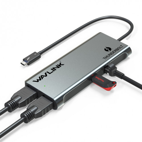 WAVLINK WL-UTD05 Extension multifonction 4 en 1 Type-C vers DP Connecteur Thunderbolt 3 Transfert 4K SW4661369-08