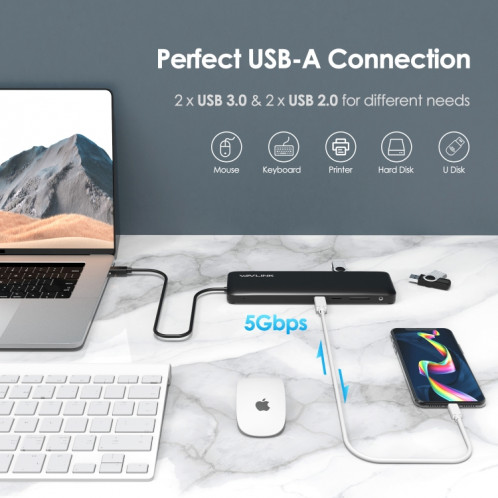 WAVLINK WL-UMD04 Adaptateur Hub Portable USB-C vers HD / DVI / VGA Slim Converter Type-C SW4666664-07
