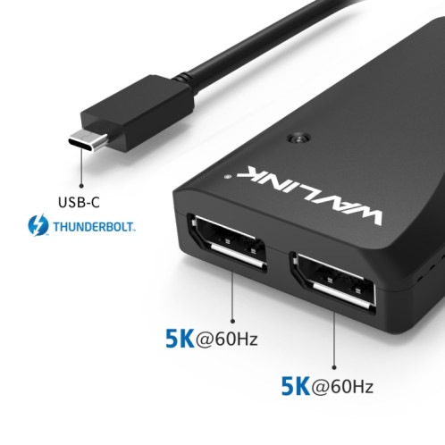 WAVLINK WL-UTA01D Type-C Thunderbolt 3 vers double adaptateur DisplayPort convertisseur séparateur SW46681146-08