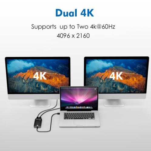 WAVLINK WL-UTA01D Type-C Thunderbolt 3 vers double adaptateur DisplayPort convertisseur séparateur SW46681146-08