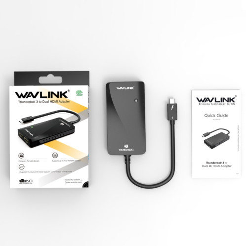 WAVLINK WL-UTA01H Type-C Thunderbolt 3 vers double adaptateur répartiteur d'extension multi-écran HDMI SW4669157-07