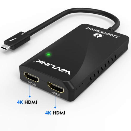 WAVLINK WL-UTA01H Type-C Thunderbolt 3 vers double adaptateur répartiteur d'extension multi-écran HDMI SW4669157-07