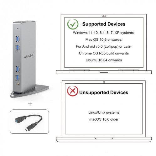 WAVLINK WL-UG39DK7 adaptateur Hub USB3.0 carte graphique multi-écran Station d'accueil universelle, prise: prise ue SW7003864-09