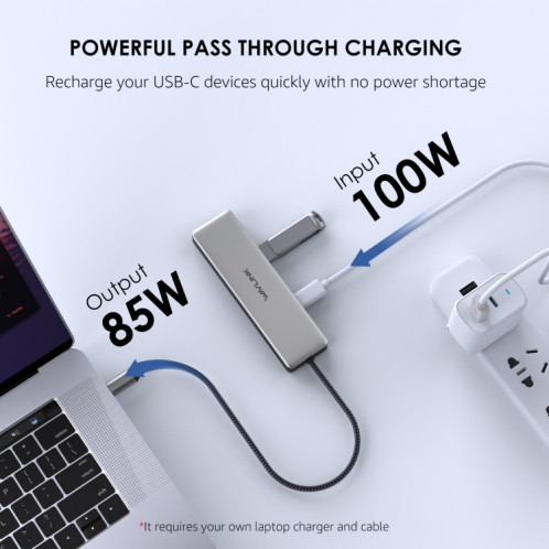 WAVLINK WL-UHP3411 Hub de transfert de données 10G Adaptateur 4-en-1 Type-C vers 4 ports USB-C 3.2 Gen2 SW46821365-08
