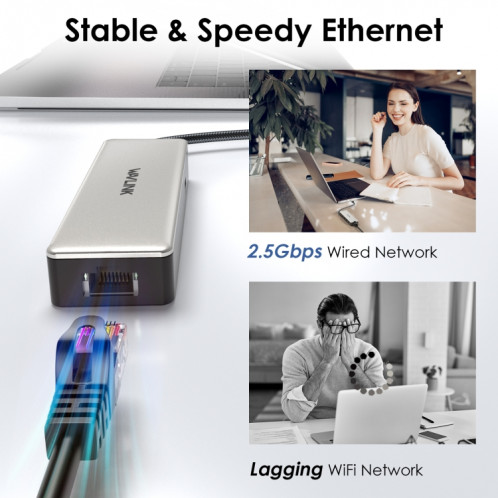 WAVLINK WL-UHP3414 100W puissance 10Gbps 4K HDMI USB-C Dock HUB 3xUSB3.2 Gen 2 + Port Ethernet 2.5G SW4684471-09