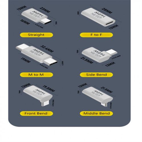 Adaptateur de transmission USB 3.1 Type-C vers Type-C 40 Gbit/s 8K Charge 140 W 5 A, Spécification : Type-C femelle vers femelle SH01021302-011
