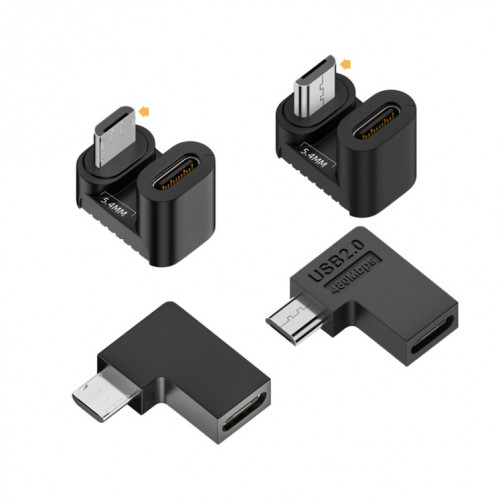 Adaptateur de type C femelle vers micro USB mâle, transmission de données, spécification : type C femelle vers micro mâle, coude droit. SH2703429-08