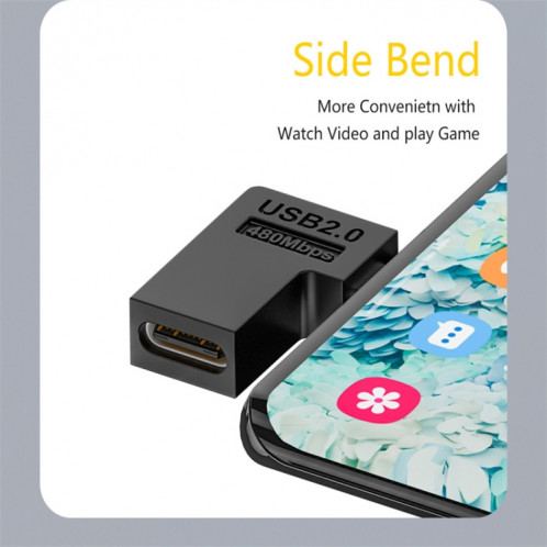 Adaptateur de type C femelle vers micro USB mâle, transmission de données, spécification : type C femelle vers micro mâle, coude droit. SH2703429-08