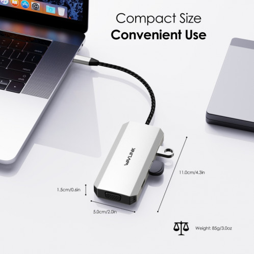 WAVLINK WL-UMD307 Type-C vers 2DP + 4K HD + VGA + 3 x Station d'accueil HUB USB2.0 SW4830996-011