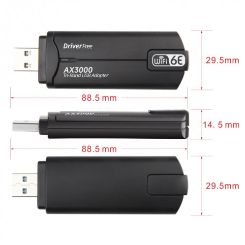 WD-AX3000 pour ordinateur de bureau récepteur WiFi USB 3.0 WiFi6 carte réseau sans fil sans pilote (rouge) SH501B1495-07