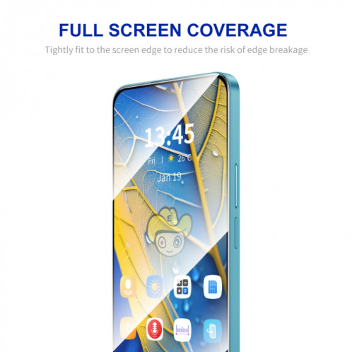 Pour Motorola Moto G54 ENKAY, installation facile, Film complet en verre de silicium à haute teneur en alumine SE71011719-09