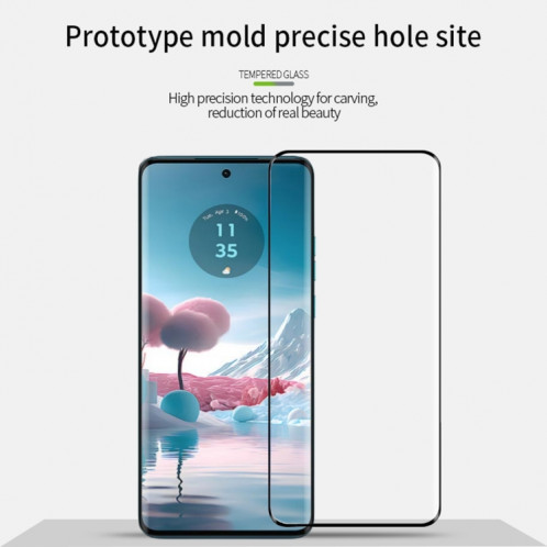Pour Motorola Moto Edge 40 Neo MOFI 9H Film de verre trempé à pliage à chaud 3D (noir) SM601A746-08